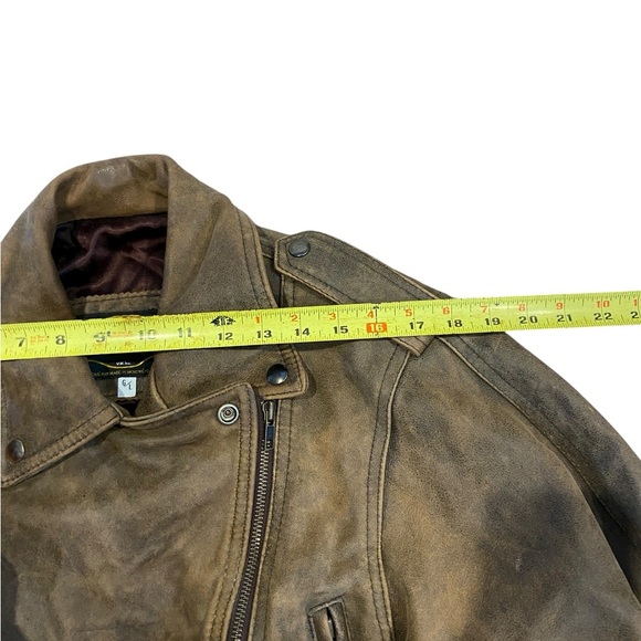 Leather Jacket Beige Brown Vintage Lined Large Belted Soft Motorcycle - Picture 4 of 9
